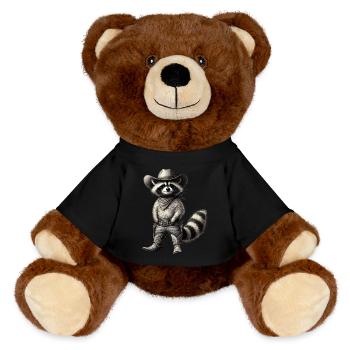 Cowboy raton laveur Vintage Art western - Nounours RecycelBär® marron - noir - Devant
