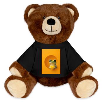Frog Heart Cute Gift - MiniFeet® RecycelBär® Teddy Bear Brown - black - Front