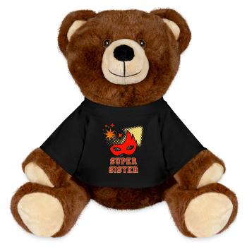Super-Schwester - MiniFeet® RecycelBär® Braun - Schwarz - Vorne