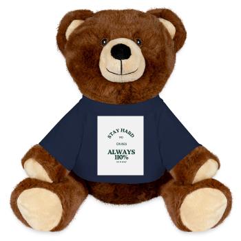 Devise 110 % fitness - Nounours RecycelBär® marron - bleu marine - Devant