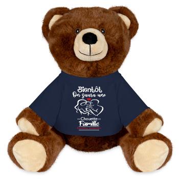 Soon, we'll know a great family - MiniFeet® RecycelBär® Teddy Bear Brown - french navy - Front