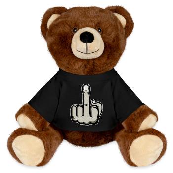 Doigt du milieu Doigt puant Baise Tu Design - Nounours RecycelBär® marron - noir - Devant