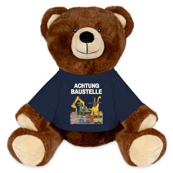 Dinosaur Construction Site - MiniFeet® RecycelBär® Teddy Bear Brown - french navy - Front