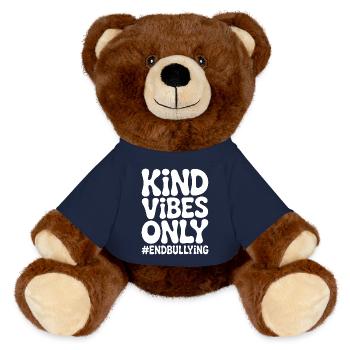 Freundliche Vibes beenden nur Mobbing - MiniFeet® RecycelBär® Braun - French Navy - Vorne
