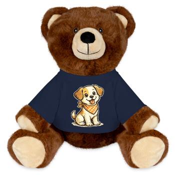 Kuschelhund mit Orangen Bandana - MiniFeet® RecycelBär® Braun - French Navy - Vorne