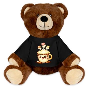 Cœur de tasse de café sourire latte - Nounours RecycelBär® marron - noir - Devant