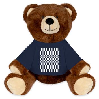checkered pattern design - MiniFeet® RecycelBär® Teddy Bear Brown - french navy - Front