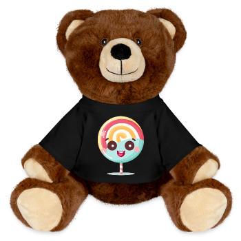 Niedliches Lolli-Charme Motiv - MiniFeet® RecycelBär® Braun - Schwarz - Vorne