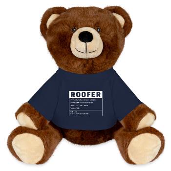 Dachdecker Handwerker Beruf Spruch - MiniFeet® RecycelBär® Braun - French Navy - Vorne