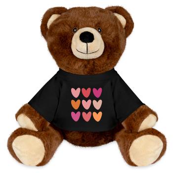 Voller Liebe - Pink Hearts - MiniFeet® RecycelBär® Braun - Schwarz - Vorne