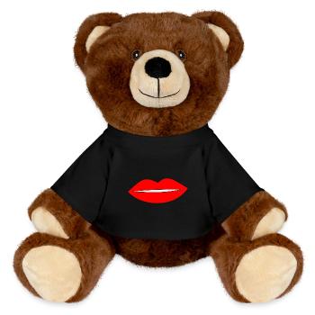 Kissing Lips Lipstick Lips - MiniFeet® RecycelBär® Teddy Bear Brown - black - Front