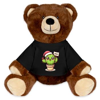 Câlin de cactus de Noël, drôle pour le bureau - Nounours RecycelBär® marron - noir - Devant
