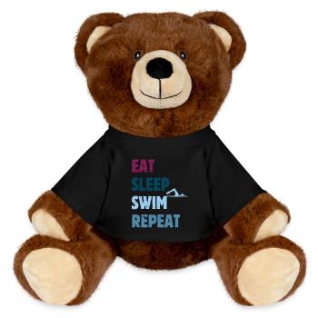 Eat Sleep Swim Repeat - Kraul Stil - Kraulen - MiniFeet® RecycelBär® Braun - Schwarz - Vorne