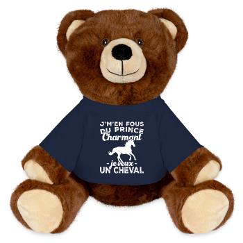 Ich kümmere mich nicht um den Märchenprinzen, ich will ein Pferd - MiniFeet® RecycelBär® Braun - French Navy - Vorne