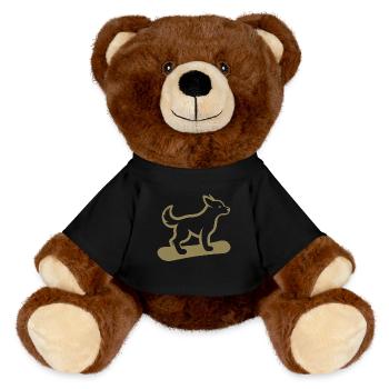 Hund Snowboard Snowboarder Minimalistisches Design - MiniFeet® RecycelBär® Braun - Schwarz - Vorne