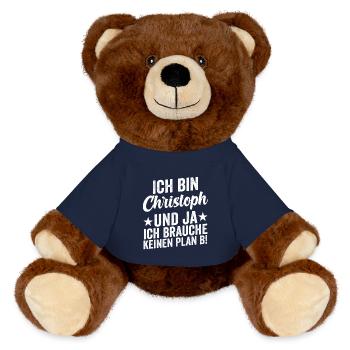 Prénom Chris Christoph - Nounours RecycelBär® marron - bleu marine - Devant