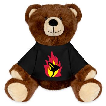 Breakdancer in the fire - MiniFeet® RecycelBär® Teddy Bear Brown - black - Front