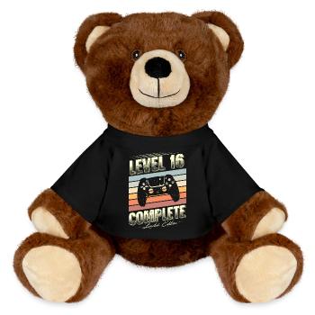16th Birthday Level 16 Complete Limited Edition - MiniFeet® RecycelBär® Teddy Bear Brown - black - Front