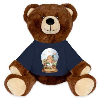 nostalgische Schneekugel mit Wichteltür - MiniFeet® RecycelBär® Braun - French Navy - Vorne