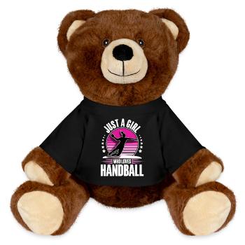 Handball Handball Player Women Handball - MiniFeet® RecycelBär® Teddy Bear Brown - black - Front