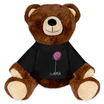 Abstrakte Sommerkristall Blumenillustration - MiniFeet® RecycelBär® Braun - Schwarz - Vorne