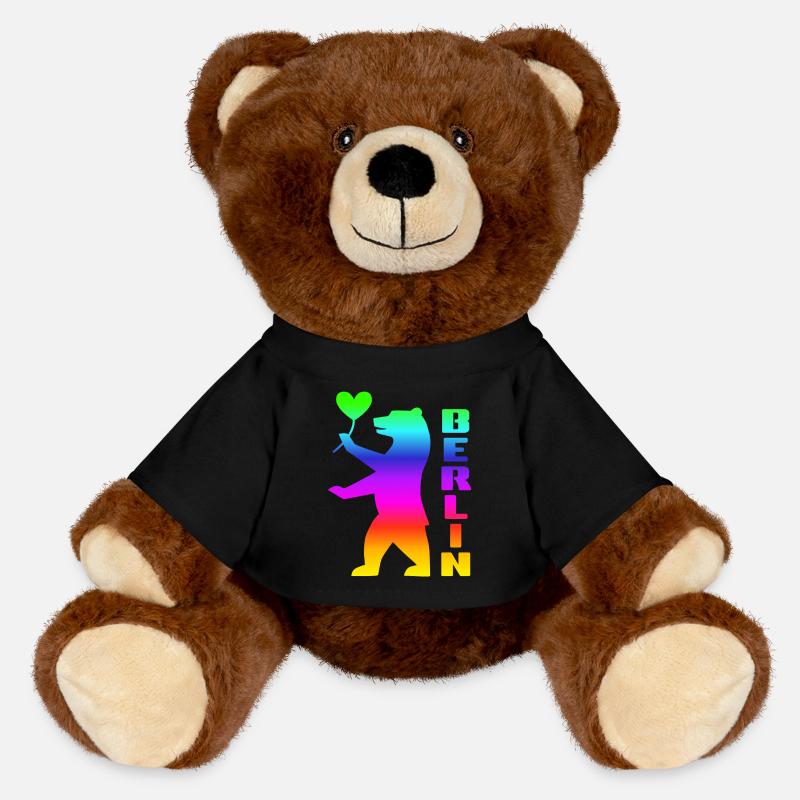 Pride Berliner Bär mit Herz Regenbogen Flagge - MiniFeet® RecycelBär® Braun - Schwarz
