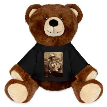 Robert reads the newspaper at breakfast - MiniFeet® RecycelBär® Teddy Bear Brown - black - Front