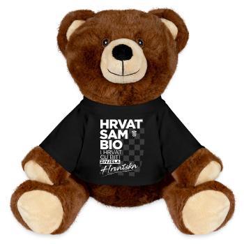 Hrvatska T-Shirt Croatia-Shirt Kroatien T-Shirt - MiniFeet® RecycelBär® Braun - Schwarz - Vorne