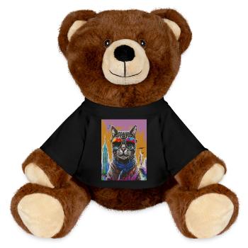 Urban Cat with Rainbow Shades - MiniFeet® RecycelBär® Teddy Bear Brown - black - Front