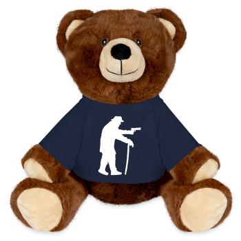 Gangster Pensioner Grandpa Old Man Walking Stick Gun - MiniFeet® RecycelBär® Teddy Bear Brown - french navy - Front