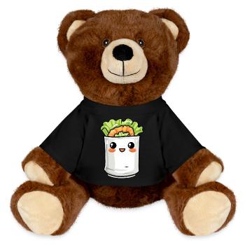 Funny Burrito Comic - MiniFeet® RecycelBär® Teddy Bear Brown - black - Front