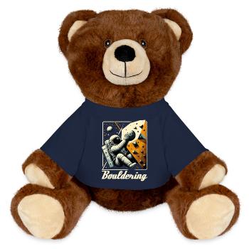 Bouldering Astronaut Spaceman Gift - MiniFeet® RecycelBär® Teddy Bear Brown - french navy - Front