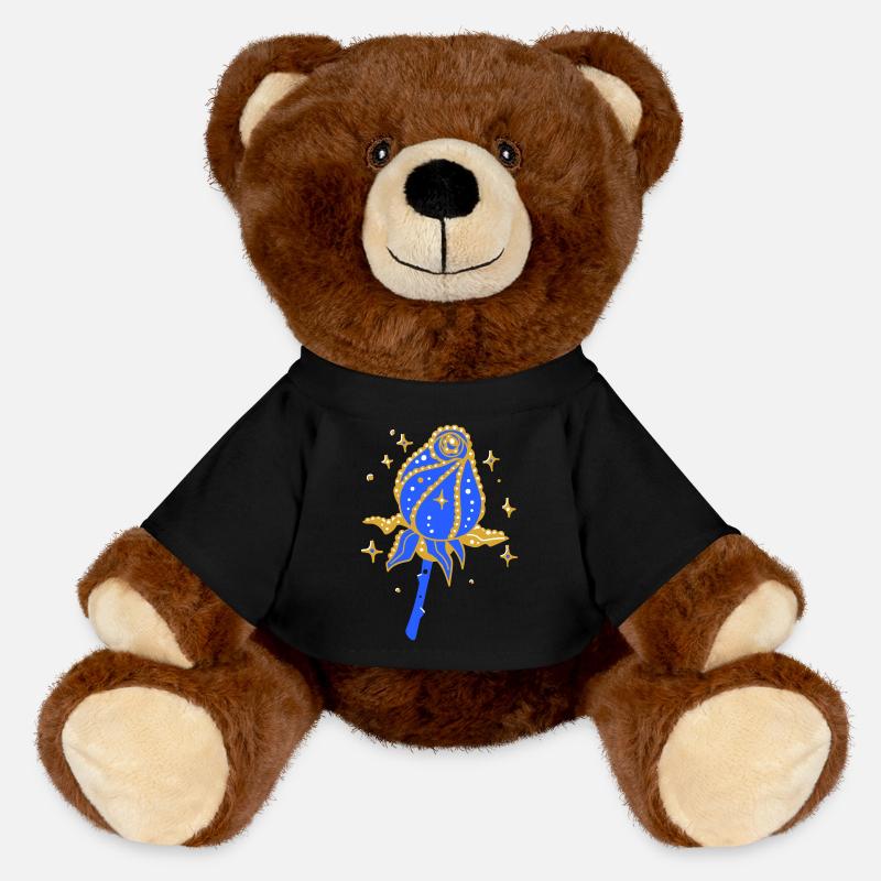 Goldene Rose mit Glitzer - MiniFeet® RecycelBär® Braun - Schwarz