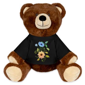 Blumen - MiniFeet® RecycelBär® Braun - Schwarz - Vorne