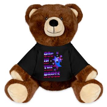 90s in the house - MiniFeet® RecycelBär® Teddy Bear Brown - black - Front
