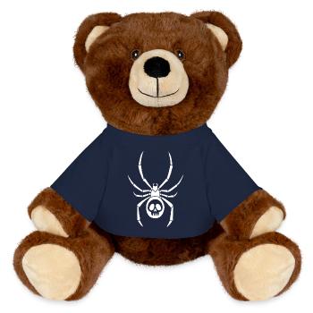 White spider and skull - MiniFeet® RecycelBär® Teddy Bear Brown - french navy - Front