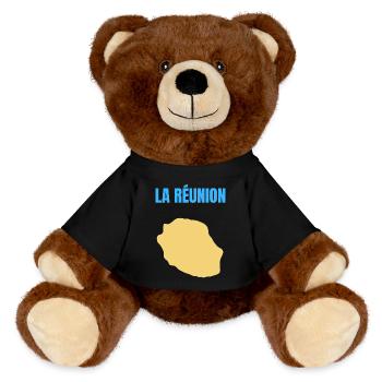 T-shirt carte La Réunion île dorée - Nounours RecycelBär® marron - noir - Devant