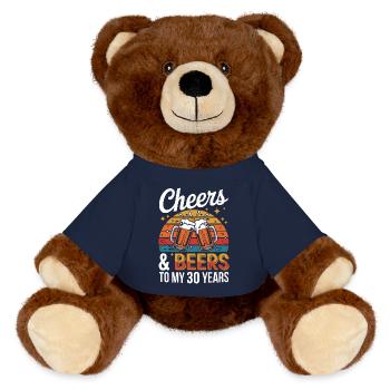 Cheers & Beers to celebrate my 30 years - MiniFeet® RecycelBär® Teddy Bear Brown - french navy - Front