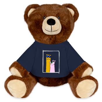 Pig vs French Frieze - MiniFeet® RecycelBär® Teddy Bear Brown - french navy - Front