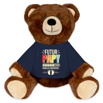Ankündigung des zukünftigen Opa-Geschenks 2026 - MiniFeet® RecycelBär® Braun - French Navy - Vorne