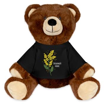 Geliebte Mama Blumen - MiniFeet® RecycelBär® Braun - Schwarz - Vorne