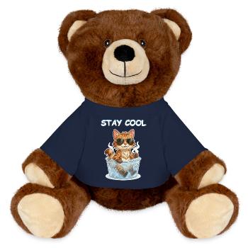 Eisbad Kätzchen Cool Bleiben - MiniFeet® RecycelBär® Teddy Bear Brown - french navy - Front