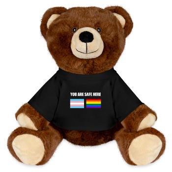 You Are Safe Here LGBT Sign Flags - MiniFeet® RecycelBär® Teddy Bear Brown - black - Front