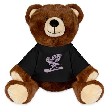 Eule Snowboard Snowboarder Minimalistisches Design - MiniFeet® RecycelBär® Braun - Schwarz - Vorne