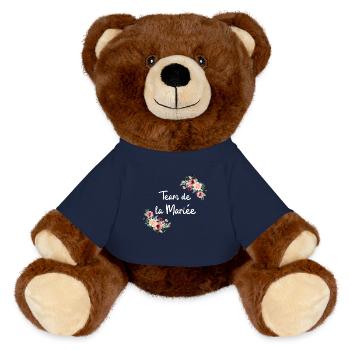 Braut Team Blumen - MiniFeet® RecycelBär® Braun - French Navy - Vorne