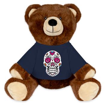 Jour de crâne en sucre du crâne mort - Nounours RecycelBär® marron - bleu marine - Devant