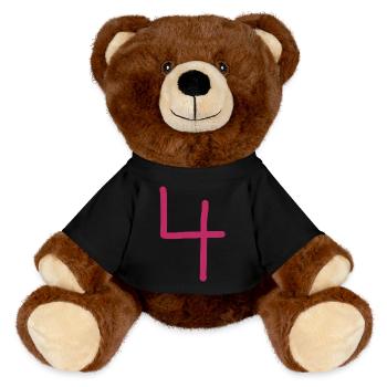 4 Numéro quatre rose numéro rouge Anniversaire - Nounours RecycelBär® marron - noir - Devant