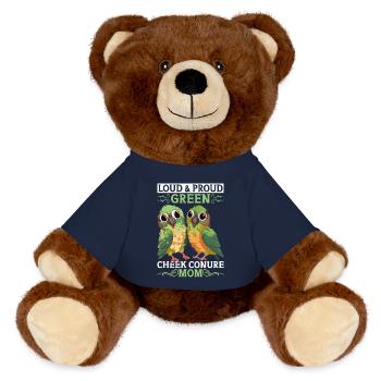 Loud & Proud Green Parakeet Mama Conure Parrot - MiniFeet® RecycelBär® Teddy Bear Brown - french navy - Front