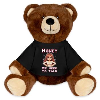 Honey we need to talk - MiniFeet® RecycelBär® Teddy Bear Brown - black - Front