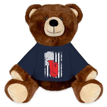 4th of July USA Tuba - MiniFeet® RecycelBär® Teddy Bear Brown - french navy - Front